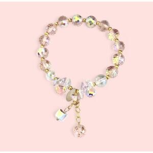Pink Swarovski Beaded Charm Bracelet
